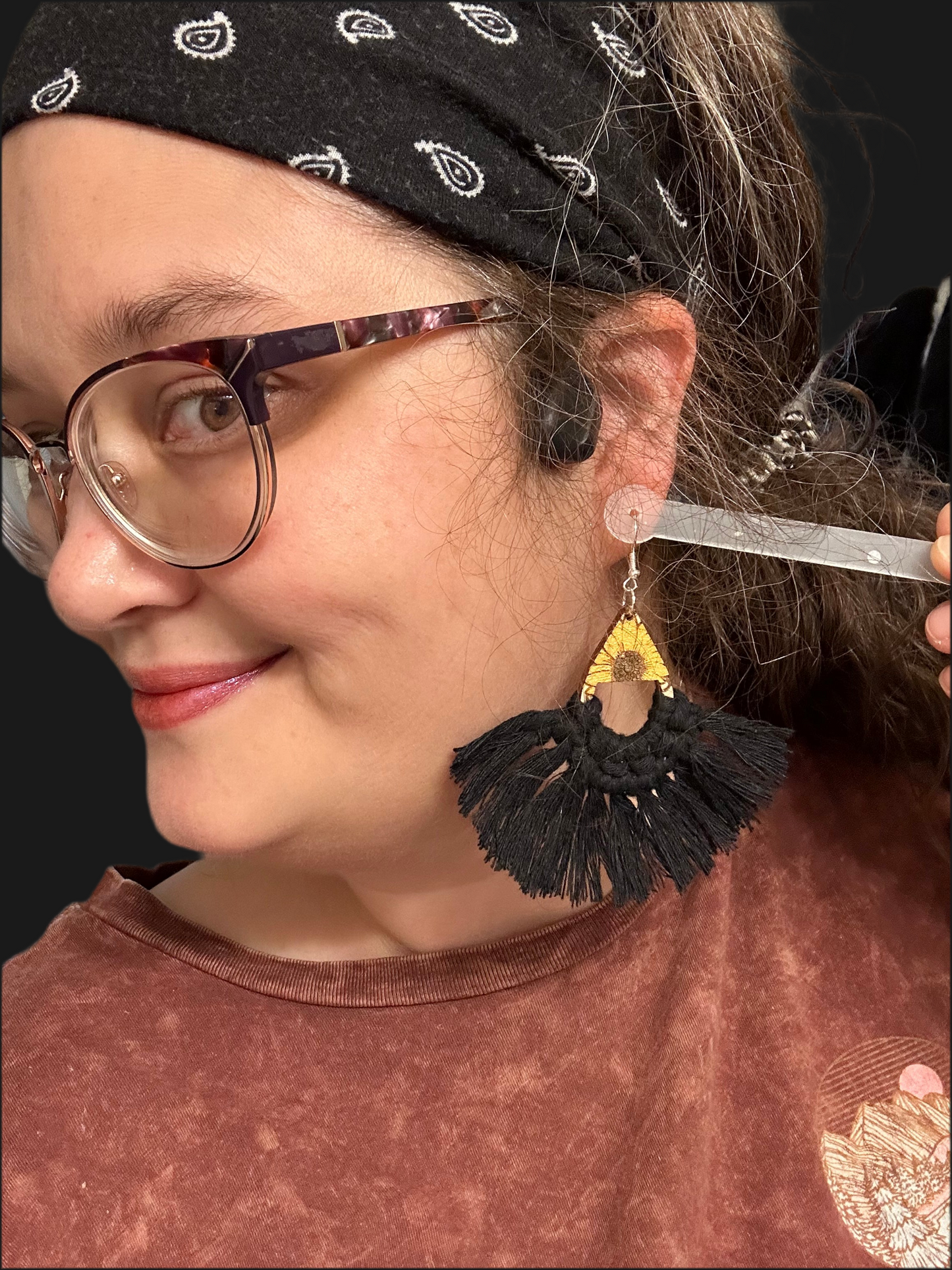Macrame Sunflower Earrings