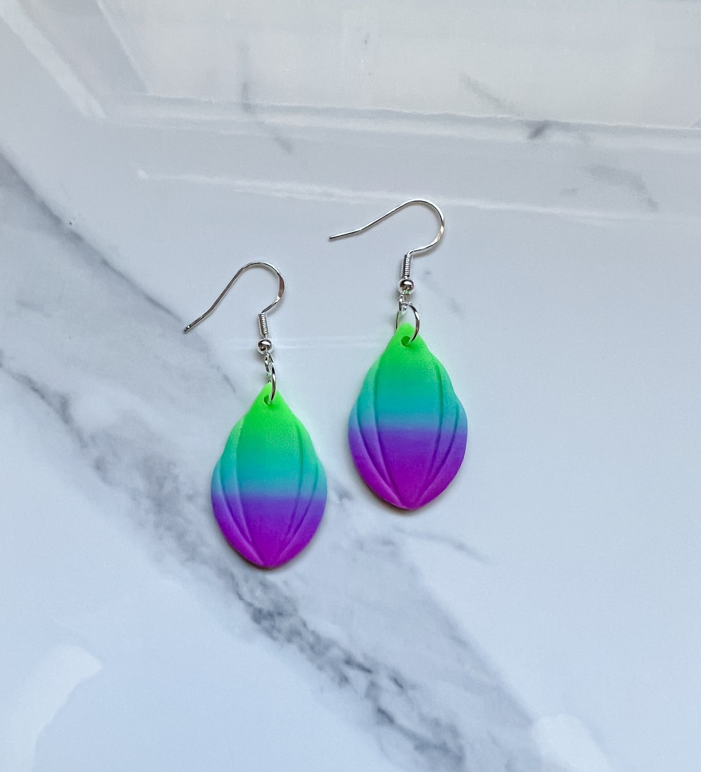 Neon Rainbow Cool Tones Deco Drop Earrings
