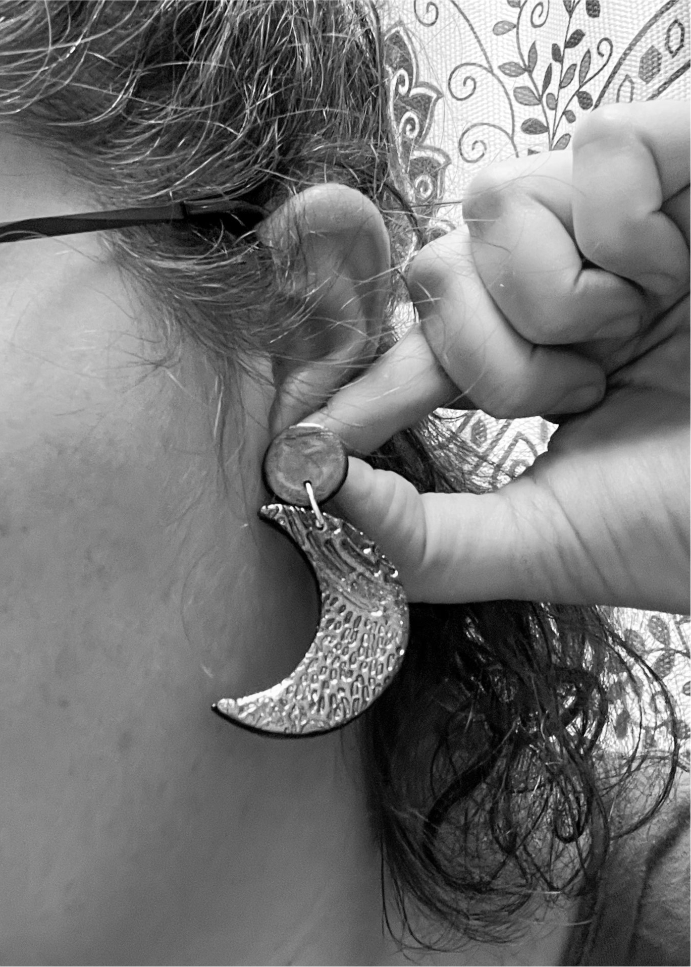 Green Color Shift Post Back Moon Earrings