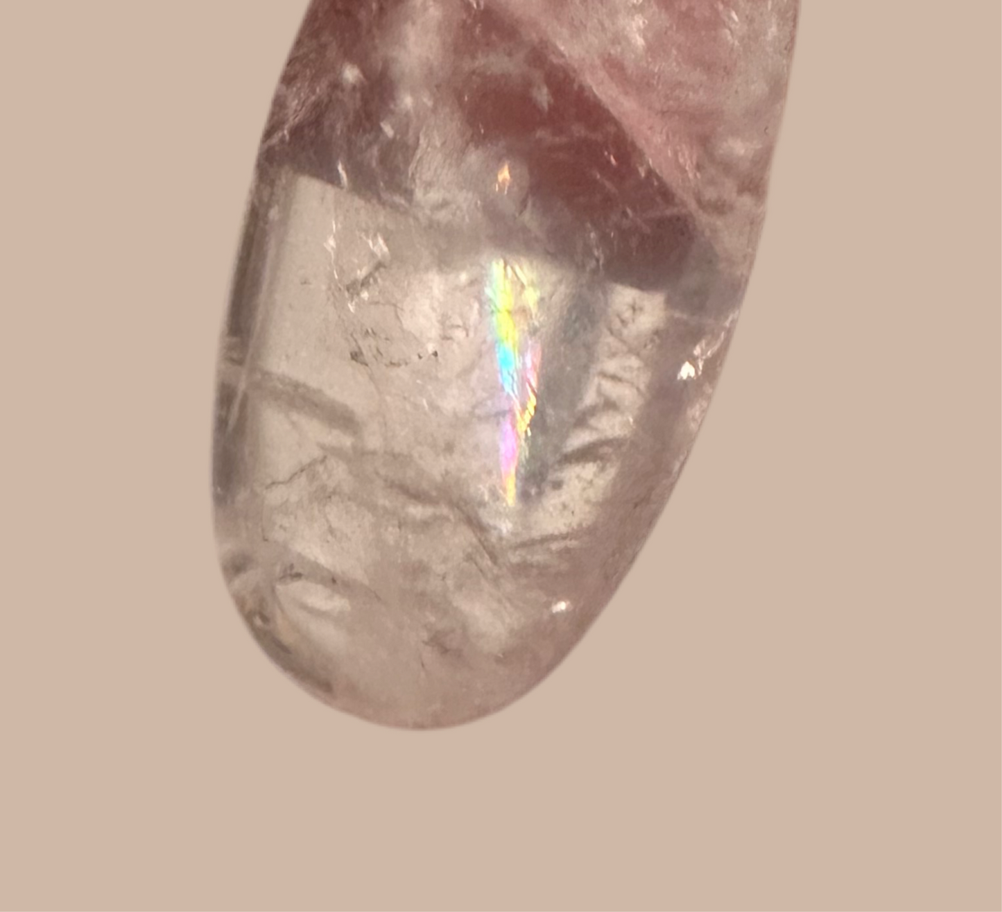 Rose Quartz Pendant with Rainbow Inclusions