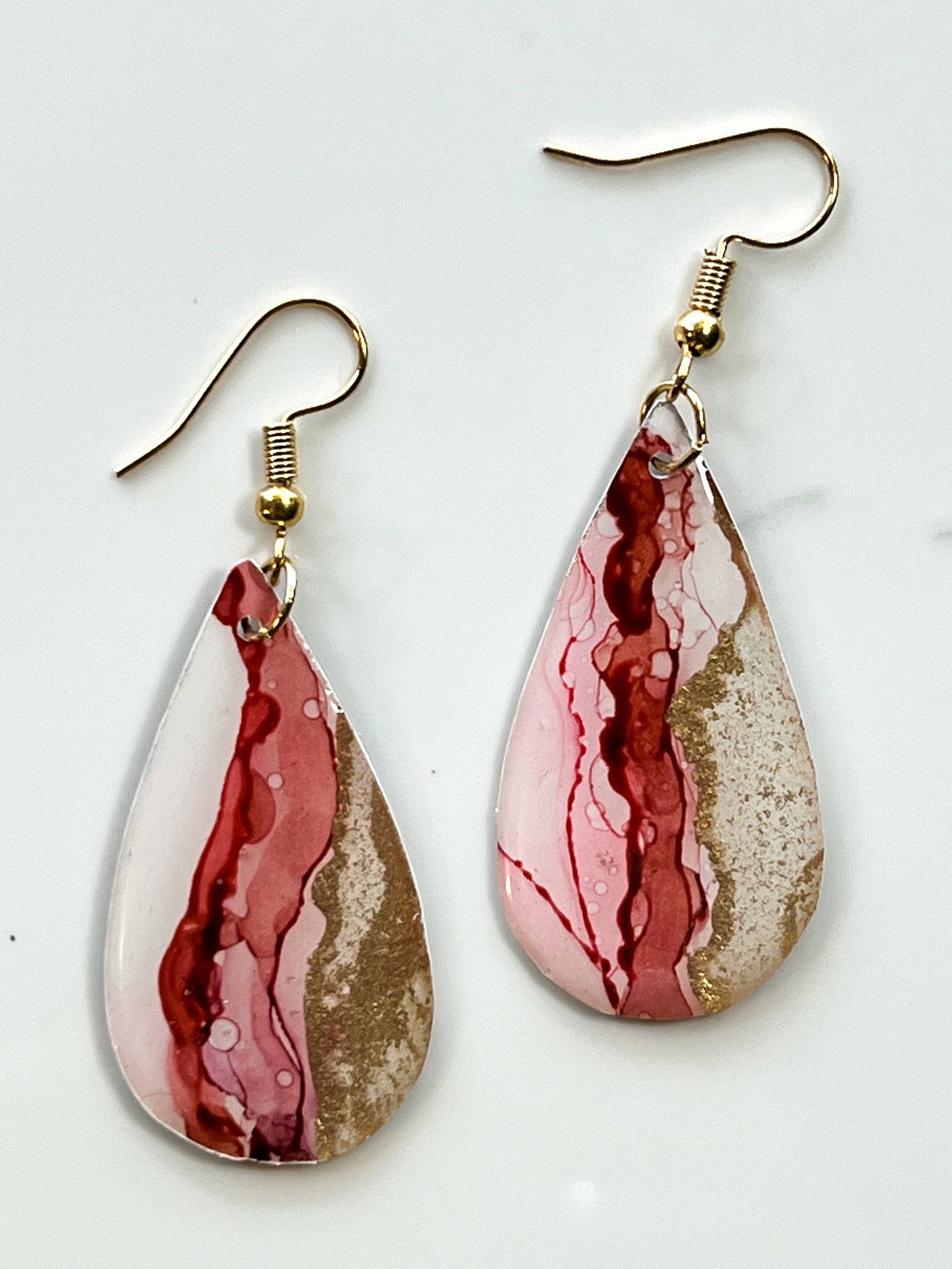 Alcohol Ink Earrings: Sunset & Twilight (Gold)