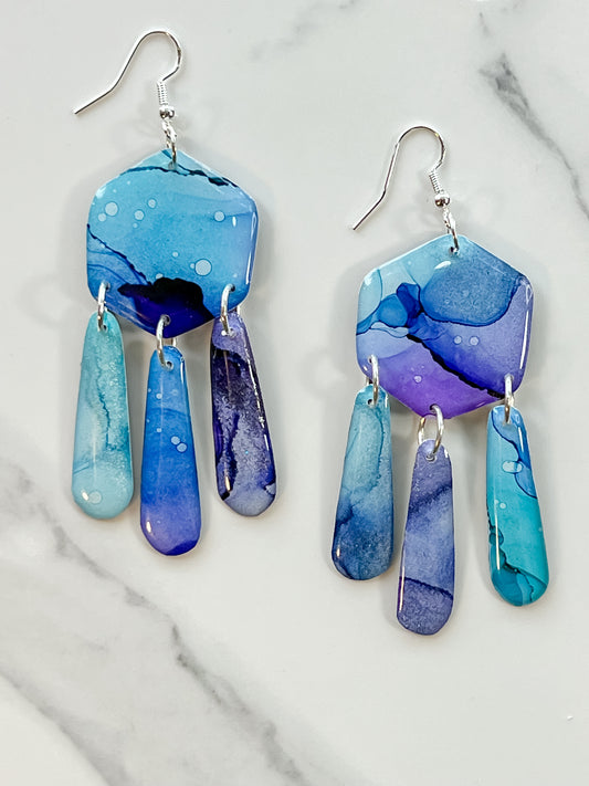 Twilight: Alcohol Ink Earrings (Silver)