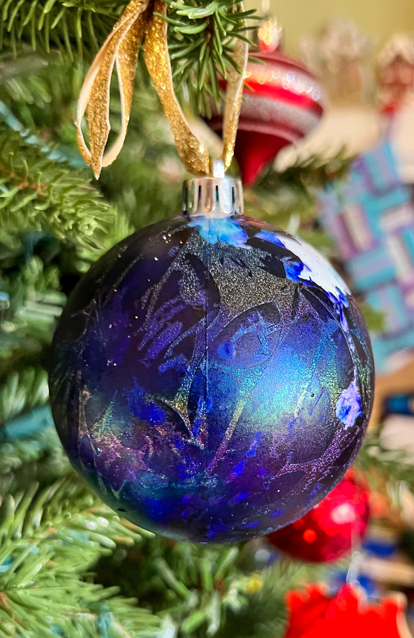 Silent Night: Set of 12 Alcohol Ink Aura Ornaments