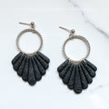 Black Scallop Clay Dangle Earrings