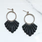 Black Scallop Clay Dangle Earrings