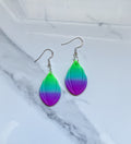 Neon Rainbow Cool Tones Deco Drop Earrings