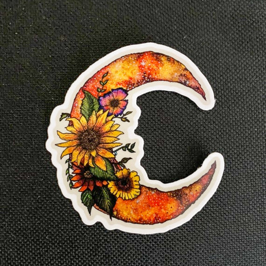 Sunflower Galaxy Crescent Moon Sticker